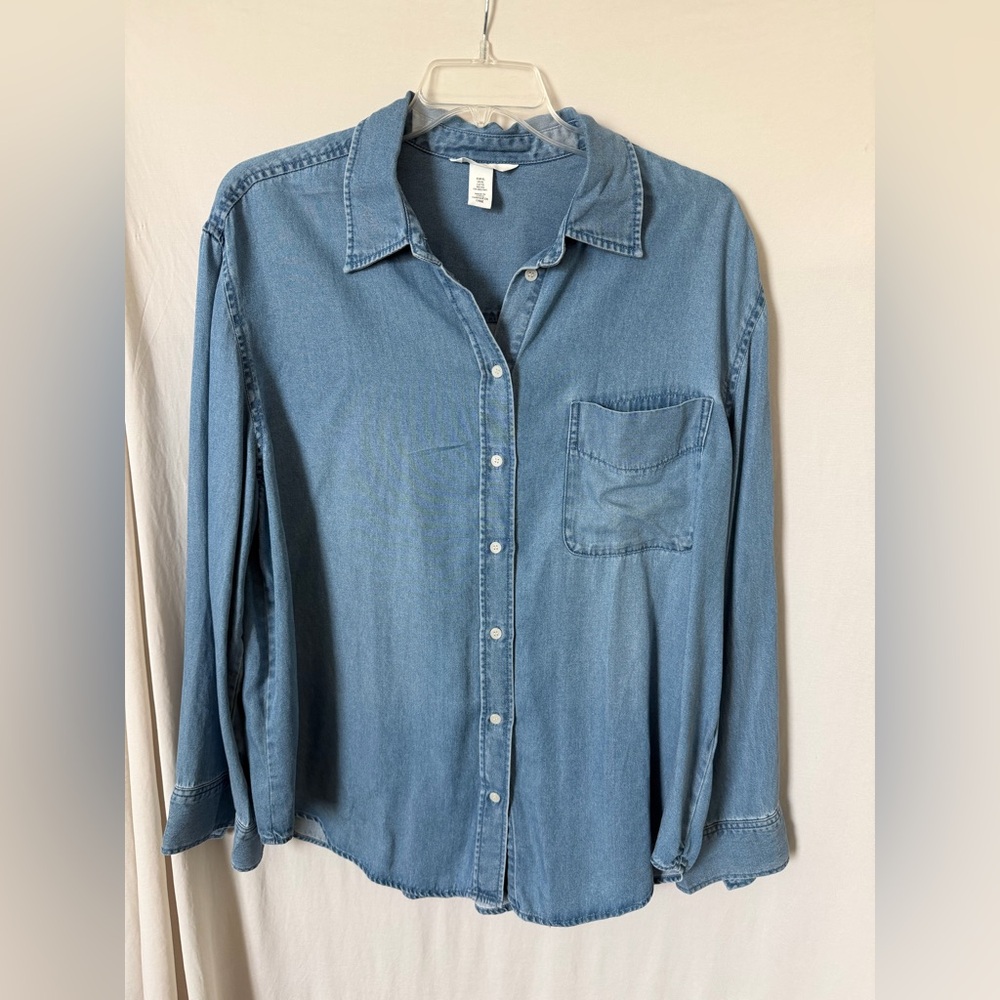 H&M Light Blue Denim Button-Down Shirt